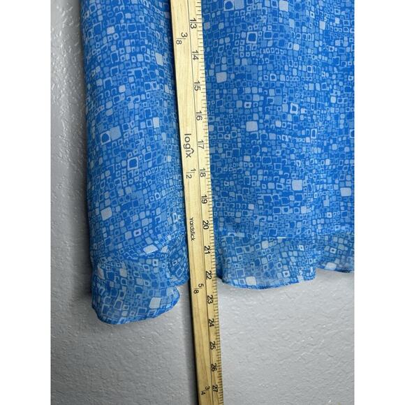 Cynthia Howie Maggy Boutique Skirt 100% SILK Blue White Y2K Career Retro 10P - Picture 4 of 7